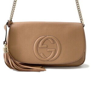 GUCCI Cream Leather Shoulder Bag